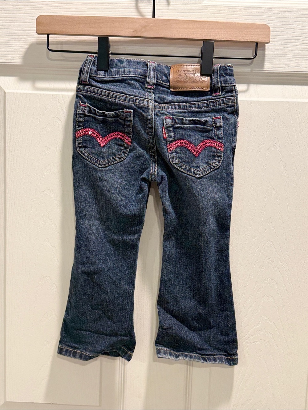 Levi’s Girls 2T Jeans Pink Stitch Embellished Bootcut Denim Toddler Size 2T - Picture 6 of 12